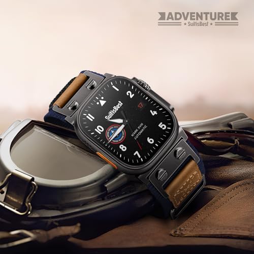 Image of Suitisbest Rugged Bands Compatible for Apple Watch Ultra Band 49mm 46mm 45mm 44mm 42mm(Series 3), 3 Ring Military Nylon Sport Durable Matel Strap for Women Men iWatch Ultra 10 9 8 7 6 5 4 3 SE