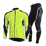 Fitsund Fahrradbekleidung Set Herren Winter Thermo Radtrikot Winddicht Fahrrad Trikot (Radjacke Langarm und Fahrradhose mit 3D Sitzpolster)
