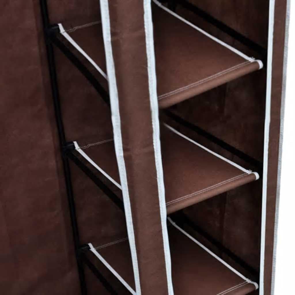 Hothingwell Kleiderschrank, Stoff, 2 Stück, Braun, faltbar | Stahlrohre, strapazierfähiges Fleece, staubdicht, für Keller, Schlafzimmer, Camping