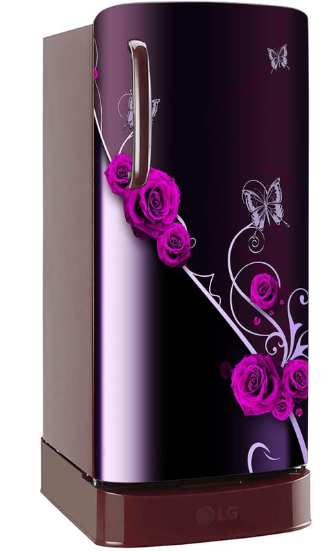 Ainan Decor Beautiful Rose and Butterfly Single Door Fridge Sticker (60x120 cm)