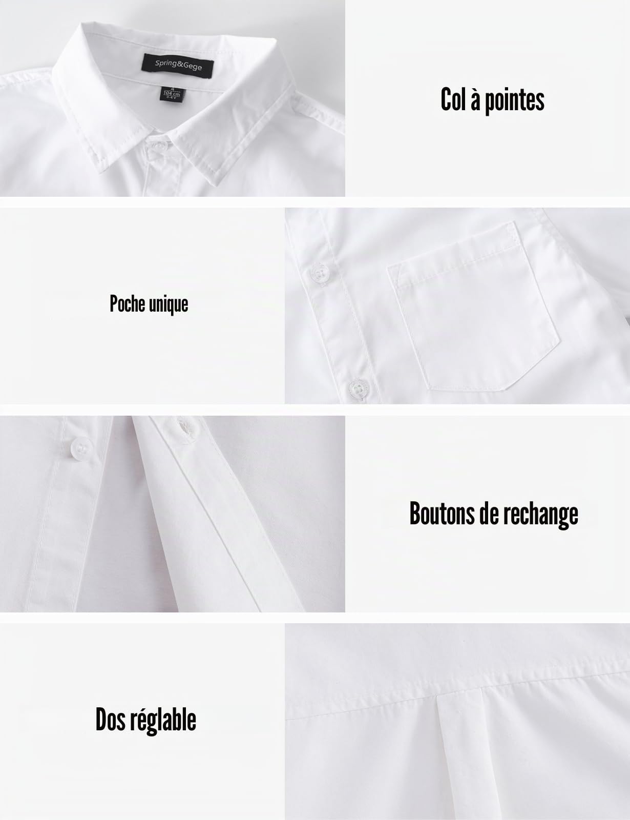 Spring & Gege Chemises Manches Longues Garçons de Coton pour Enfants (3-14 Ans)