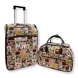 Kit Mala de Viagem Executiva Padrão Bordo + Mala de Mão Estampada Selo (Marrom)