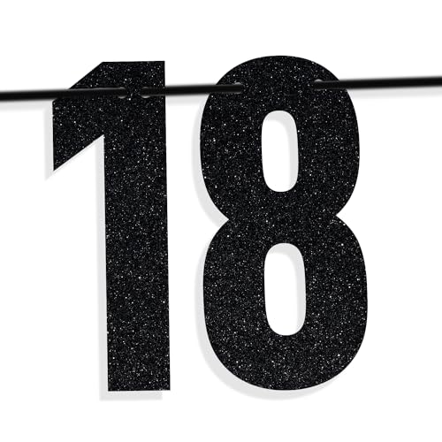 Image of Black Glitter Holy Sh*t You're 18 Banner, Time to Adult /Happy 18th Birthday /Cheers to 18 Years, 18th Birthday Party Decorations Supplies