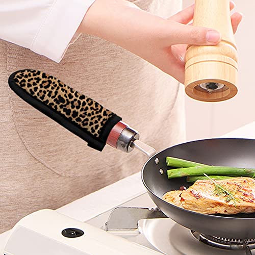 Youngerbaby Cool Leopard Print Hot Handle Covers Pot Pan Handle Covers Heat Resistant Skillet Handle Holder For Kitchen, Bbq Baking Cookware Cast Iron Skillet Handle Covers 2 Pcs #TOP3