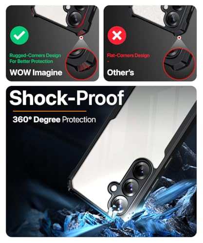 Image of WOW IMAGINE Shock Proof Clear Protective Back Case for Samsung Galaxy S25 5G - AirEDGE Technology | 360 Degree Camera Protection | Transparent Hybrid Back Case Mobile Cover - Black