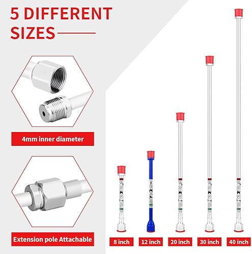 Miniatura 2 de Juego de 8 piezas de varillas de extensión, poste de extensión de punta de pistola pulverizadora de pintura sin aire, con junta giratoria, puntas de