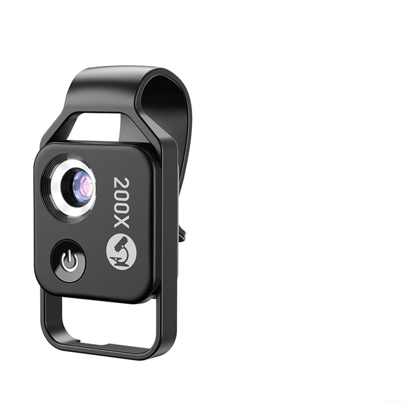 Microscopio de teléfono móvil 200X Lupa HD con lente CPL, cámara de inspección portátil USB-C recargable para monedas, sellos piel 68x35mm (negro)