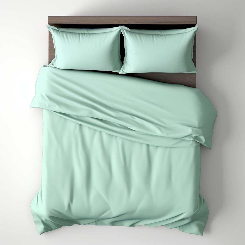 AMARZO 200 Thread Count 100% Egyptian Cotton Quilt Duck Egg Super King Duvet Covers Sets for Bedding with Pillow Cases (Duck Egg, Super King, 260x220cm)