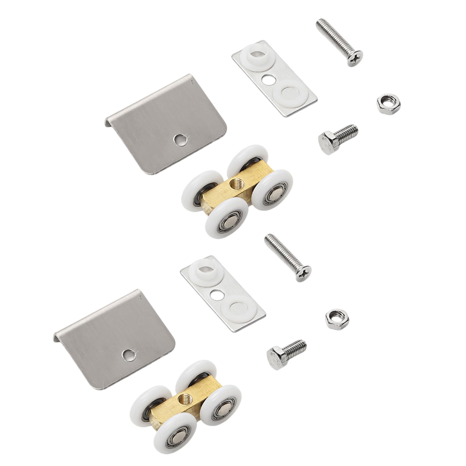 2Pcs Glass Door Rollers Four Wheel Sliding Pulley Quiet Sliding for Shower Door Installation Bathroom Shower Roller
