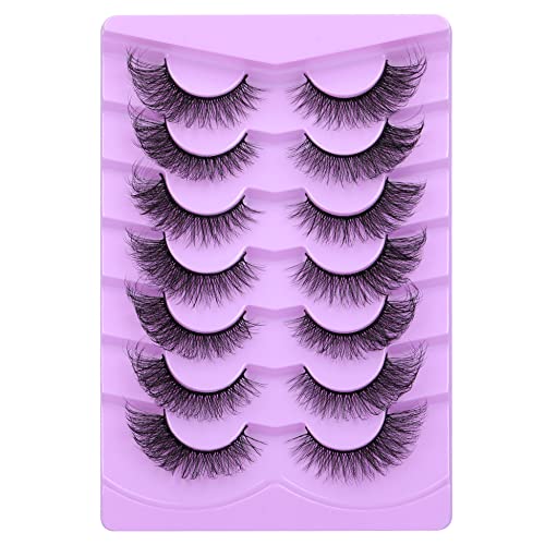 Alice Lashes Mink Cat Eye False Eyelashes Fluffy Fox Eye Lashes Like Natural Eyelash Extensions Wispy Strip Lashes Curl 8D Volume Fake Eyelashes 7 Pairs Pack #TOP24