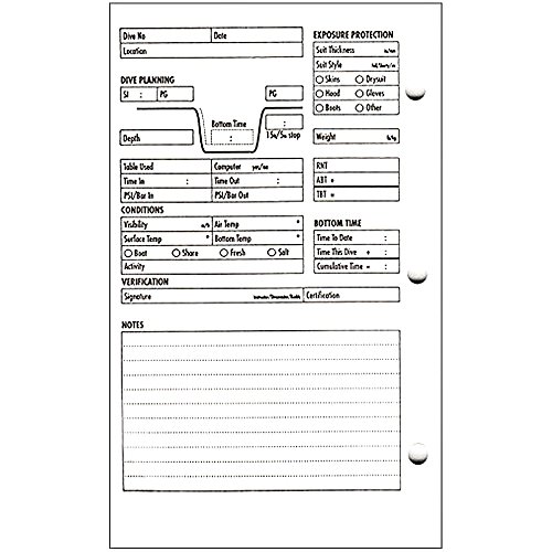 Innovative Scuba Concepts Standard Dive Log Book Refill Pages
