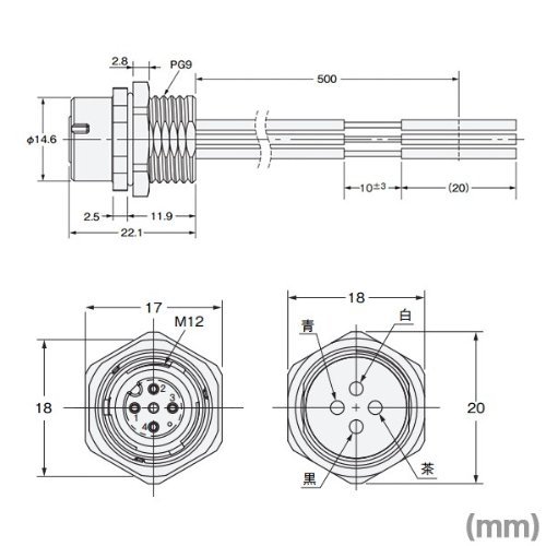 Conector panel M12 Omron XS5P-D426-5 con cable de alta durabilidad y contacto estanco 3