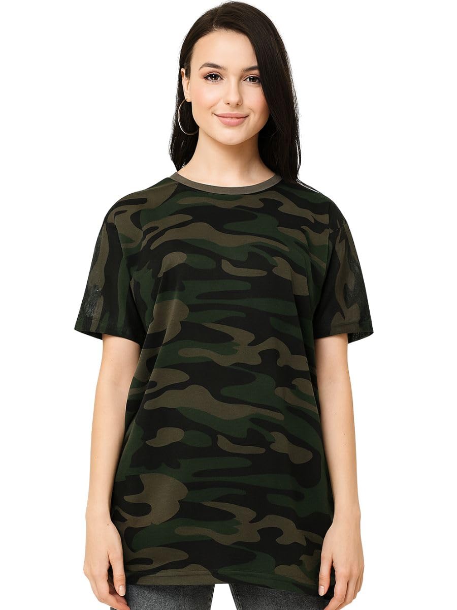 leotude Women's Cottonblend Camouflage Boyfriend/Loose Fit Half Sleeve T-Shirt-picture-43