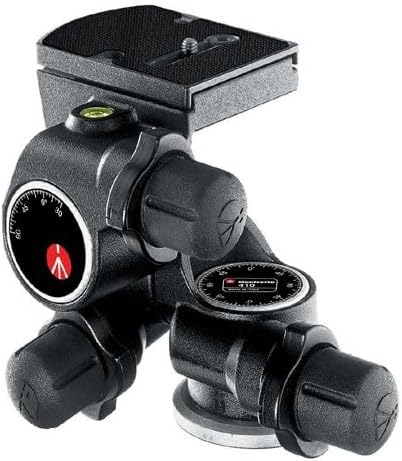 Manfrotto 410 Junior Geared Head with Release Plate and Micrometric Knobs, Aluminium Body, for DSLR, Compact System Camera, Mirrorless, Black