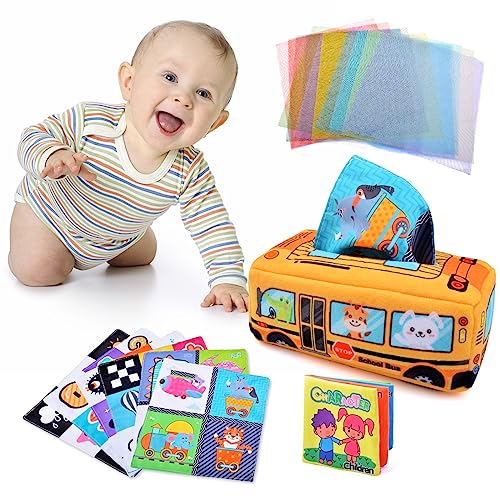 Image of Yrissmiss Baby Toys 0-6 Months Montessori Toys for Baby 6-12 Months High Contrast Crinkle Baby Tissue Box Toys Infant Newborn Sensory Toys Gifts
