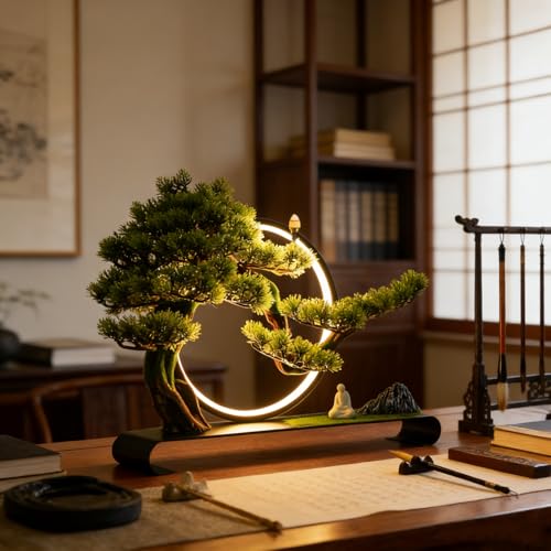 Fake Bonsai Tree Decor With Lamp Rings