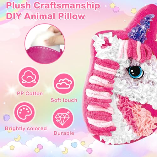 Image of PATPAT DIY Poke Art Cartoon Unicorn Pillow, Educational Craft Kit for Kids & Adults, Enhances Creativity, Fine Motor Skills, Hand-Eye Coordination, No Sewing Required Unicorn Gifts for Girls