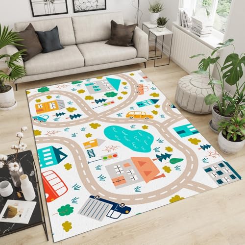 Tapis chambre enfant garçon fille grand tapis de jeu moderne doux