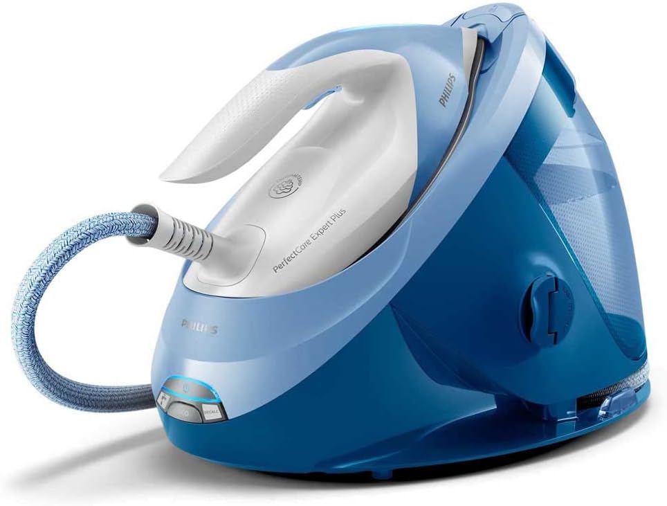 Philips Ironing Center GC8940/20 No Scald Iron or Temperature Settings, Auto-Shut Off, Ultralight Steamglide Advanced, 7.5 Bar, Steam Blow 470 g, Blue