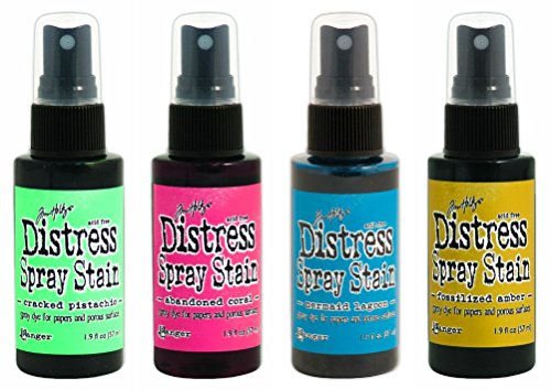 Tim Holtz - Color of the Month Distress Spray Stain Bundle #1 - January, February, March, April - Tim Holtz Distress Ink Color Of The Month Spray Sta
