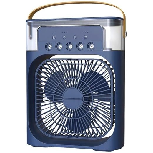 Drumstone ????-???????? ???????????????? -Mini Room Cooler ? 5-in-1 Portable Air Conditioner with Humidifier, 7-Color LED & Ice Cooling | 3 Speeds, 5 Spray Modes, 600ml Tank | Home & Office