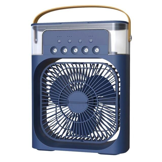 (10 years assured warranty) portable air cooler fan with mist spray, 3 fan speeds, 3 mist modes, 600ml water tank, 7-color led light, timer, quiet desktop cooling fan for home office bedroom