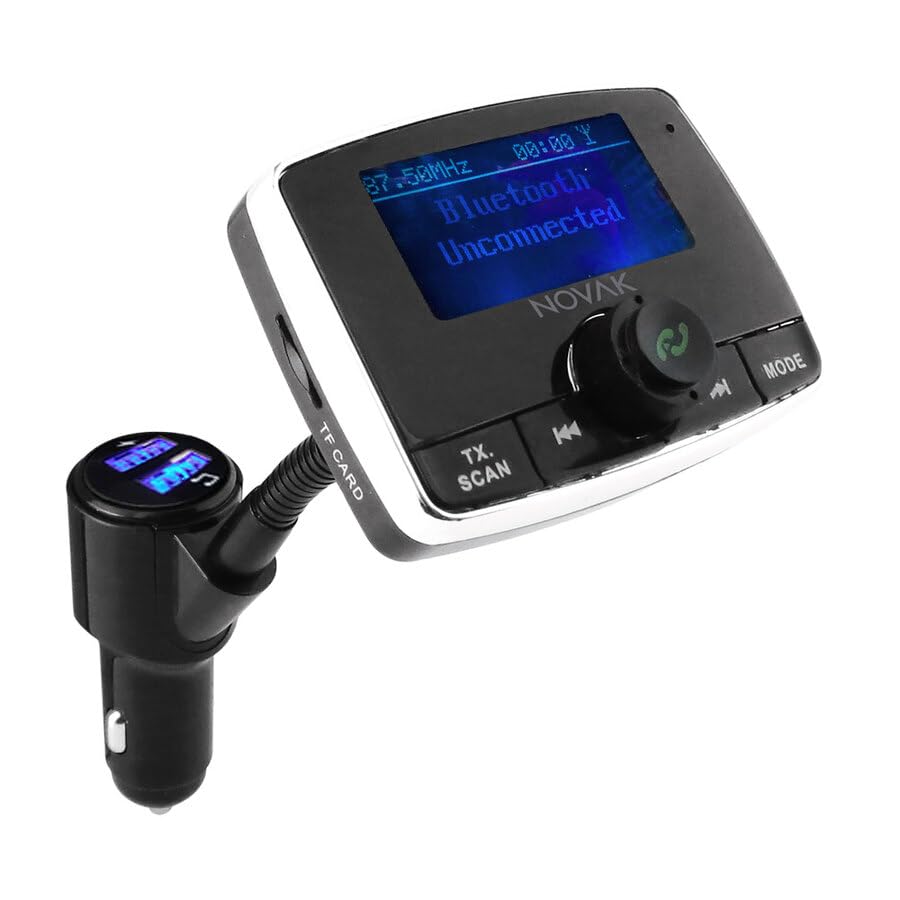 NOVAK Trasmettitore wireless BT V4.2 con antenna DAB Digital Radio e microfono incorporato per chiamate e assistenza vocale. - Ricarica Wireless, Auricolari Bluetooth