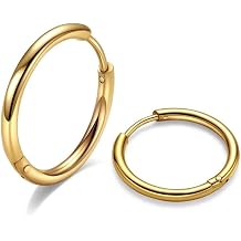 Yesteel Small Gold Hoop Earrings for Women, Hypoallergenic 14K Gold Plated Cartilage Earrings Stack for Sensitive Ears Cute Lightweight Hoop Earrings Set 20G