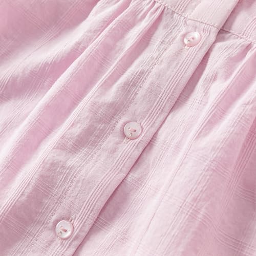 DAVE&BELLA Girls Button Down Shirt with Doll Collar Summer Crop Tops Ruffle Short Sleeve Shirt Blouse with Rabbit Embroidery4