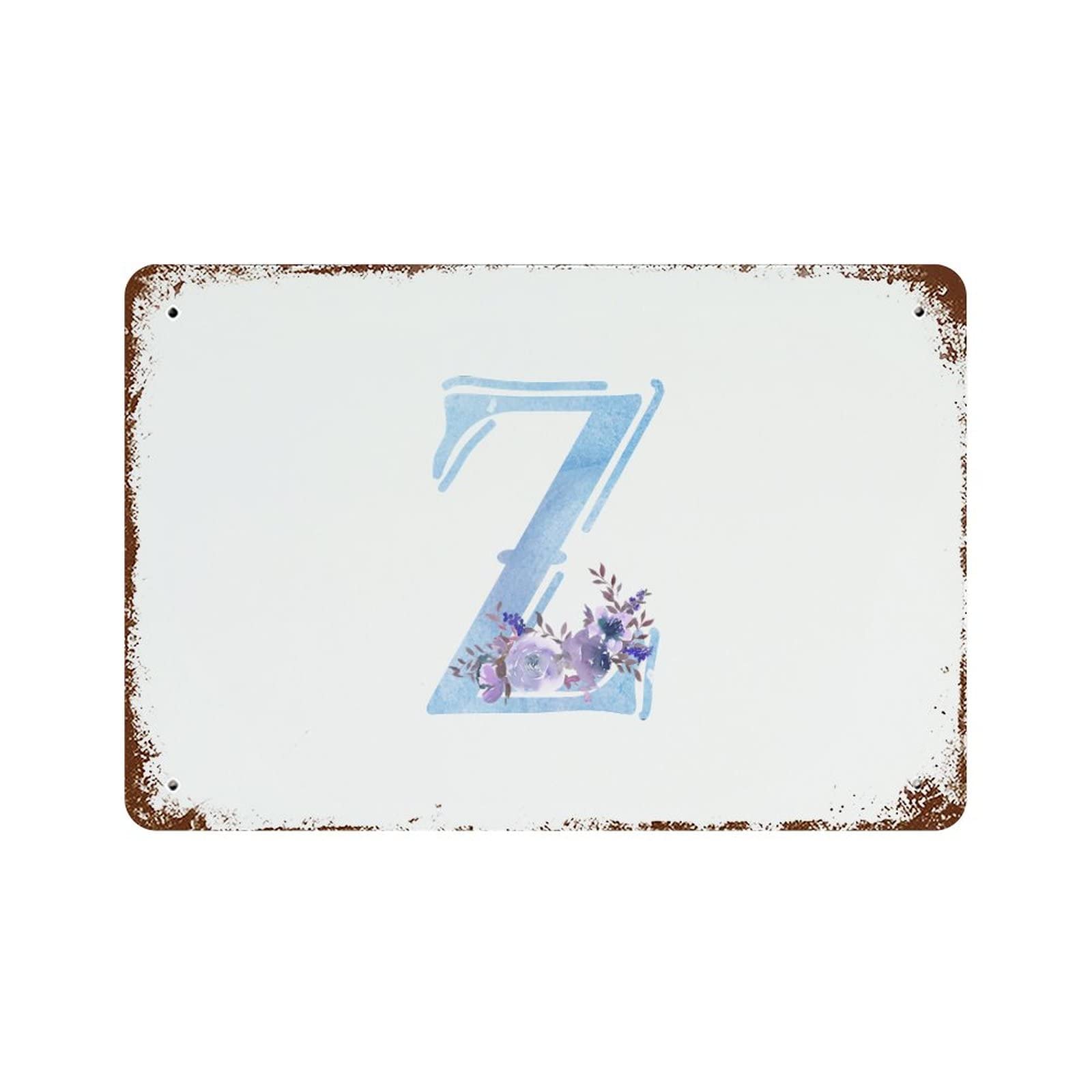 Lettre Z monogramme floral en aluminium 30x45 cm pour déco de jardin