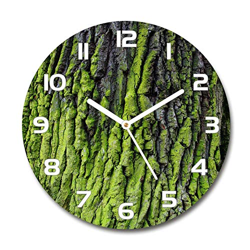 Horloge en verre rond 30cm Tulup avec impression écorce d'un arbre - 2