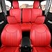 FREESOO Seat Covers Full Set for Jeep Wrangler 4 Door JK 2017 2016 2015 2014 2013, Customized Faux Leather Sahara Sport Rubicon Unlimited Willys Wheeler Altitude Red