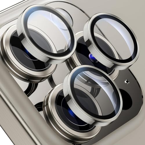 Image of PACK OF 2 Camera Lens Protector For IPHONE 16 PRO / 15 PRO / 16 PRO MAX / 15 PRO MAX ( GREY ) UHD 9H Glass, Anti Drop, Scratch Resistant, Case Friendly, Removable, Waterproof, Heavy Duty Camera Protector.