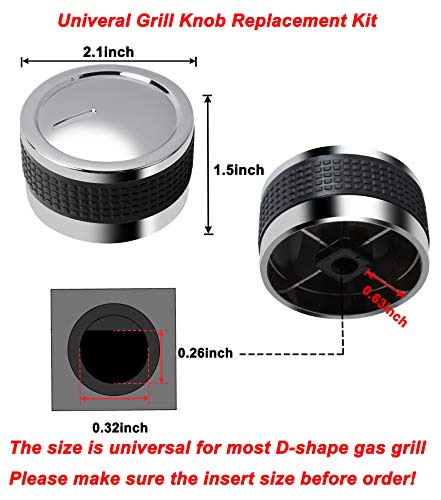 Gas Grill Universal Knobs, Grill Control Knob Replacement Chrome Plated Plastic With Nonslip Grip Fit For Bbq D-Shape Valve Stem Design Gas Burner #TOP2