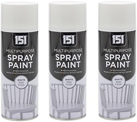 3 x 400ml 151 Multi Purpose Spray Paint Aerosol Wood Metal Brick - Matt White