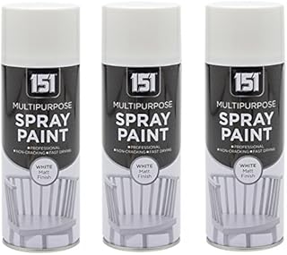 3 x 400ml 151 Multi Purpose Spray Paint Aerosol Wood Metal Brick - Matt White