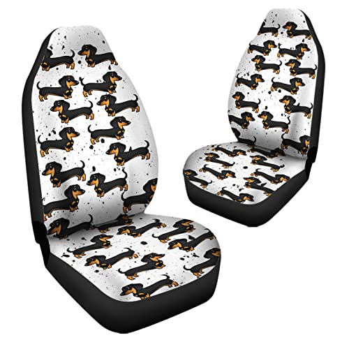 Bulopur Cartoon Dachshund Print Automobile Seat Cover Sets, Car Accessories Interior Decor 2Pcs, Car Seat Protectors For Car, Truck Suvs #TOP2