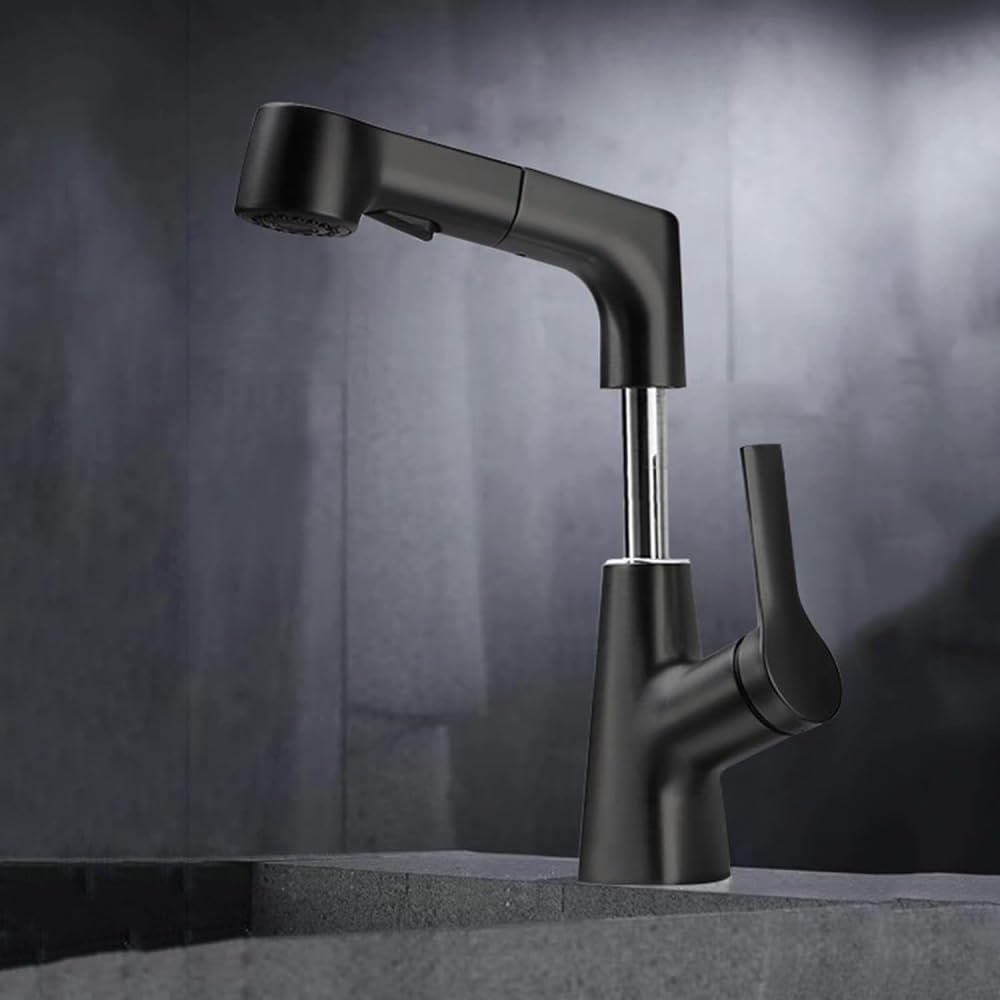 Robinet d'évier multifonction-noir idéal pour simplifier la routine matinale