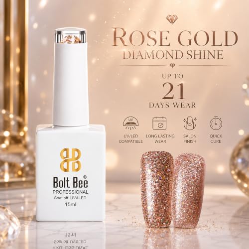 Image of BOLT BEE 15ML Gel Nail Polish 1Pc Clear Pink Glitter Nail Polish Soak Off UV LED Nail Gel Polish Nail Art Starter Manicure Salon DIY at Home, 0.5 OZ (1) (87)
