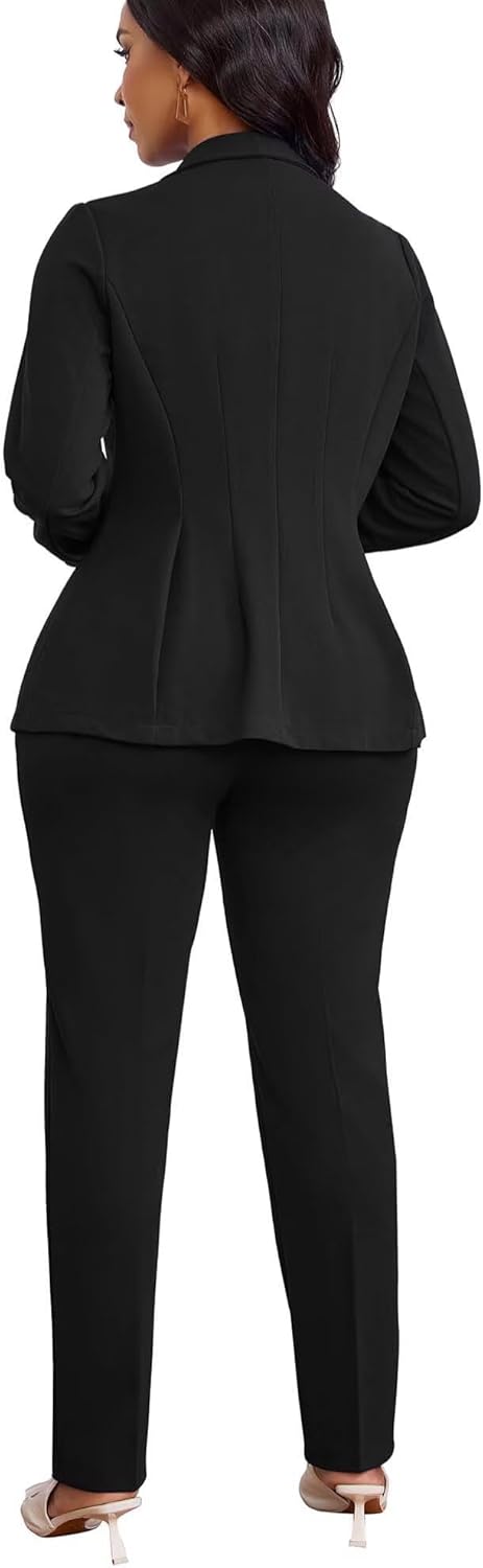 Kafiloe Pant Suits for Women Dressy Long Sleeve Blazer Sets 2 Piece Outfit Business Casual Work Set - Image 5
