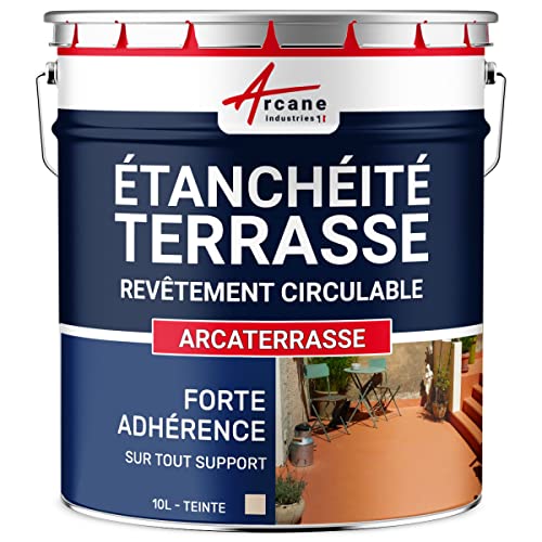 ARCANE INDUSTRIES Peinture résine d'étanchiété terrasse Exterieur - Peinture étanche circulable pour Sol extérieur : ARCATERRASSE - 10 L Sable