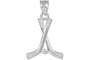 925 Sterling Silver Ice Hockey Sticks and Puck Winter Sports Charm Pendant
