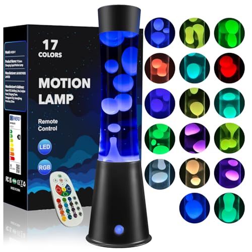 AONESY Große Lavalampen mit FernbedienungLavalampe Groß Led 17 Farbwechsel | Große Lavalampen 12-Stunden Aus Timer | 15.5 inch Lavalampe Lila/Schwarz/Blau für Schlafzimmer-Schwarz