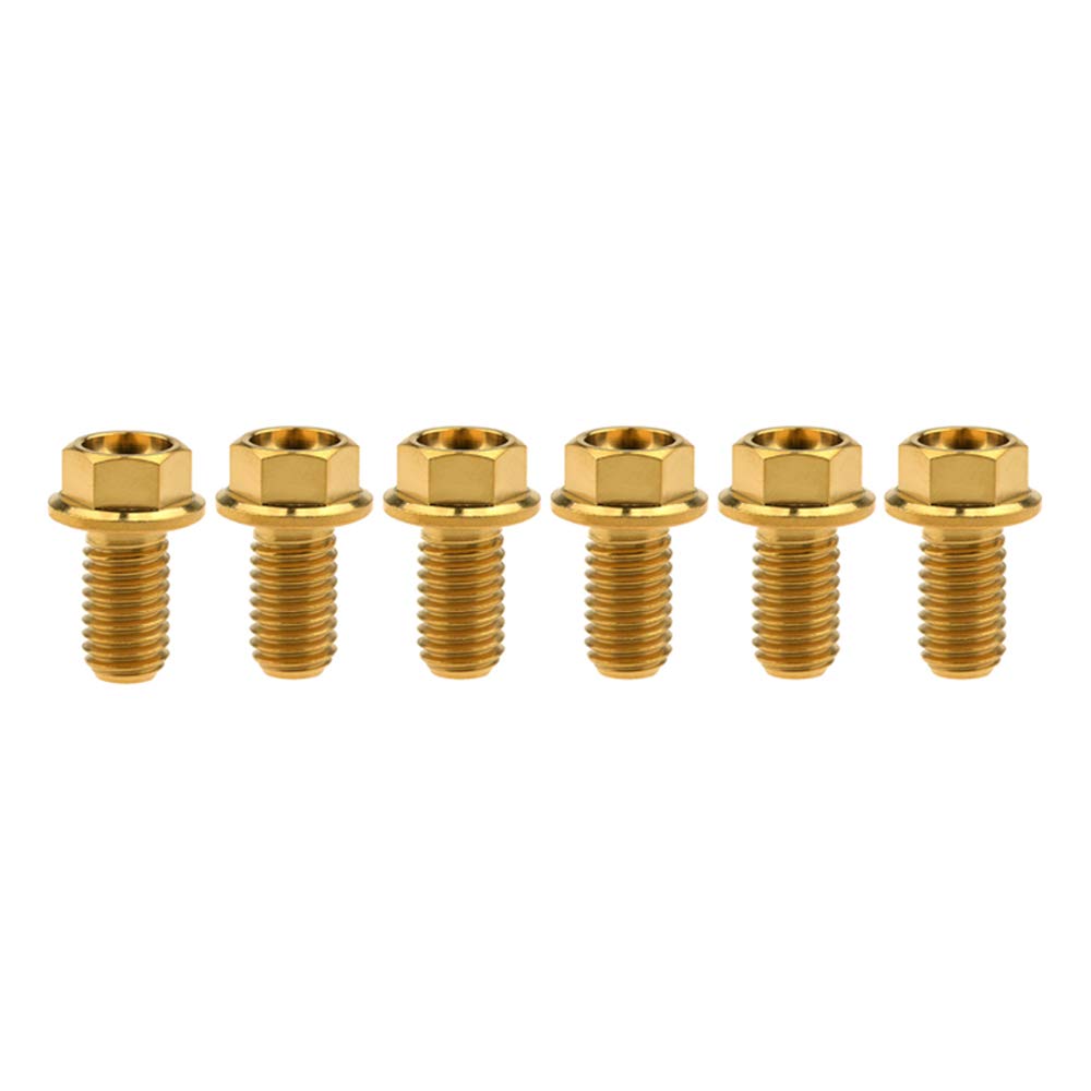 DWAMMEBRS M8x15-65mm Flange Hex Head Screws Pich 1.25mm Pack of 6 for Motorcycle Bike Parts(Gold,M8x15mm)