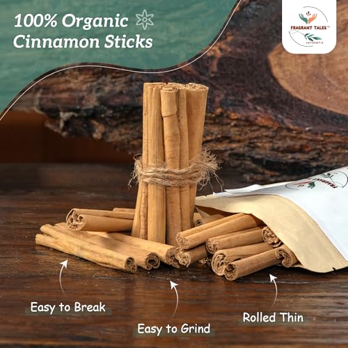 Premium Organic Ceylon Cinnamon Sticks - 2 oz (56g), Grade Alba, (4\" cut 20 to 24 sticks) True Ceylon, USDA Certified, Non-GMO, Gluten-Free, Pure Sri Lankan Cinnamon for Cooking, Baking and Brewing.