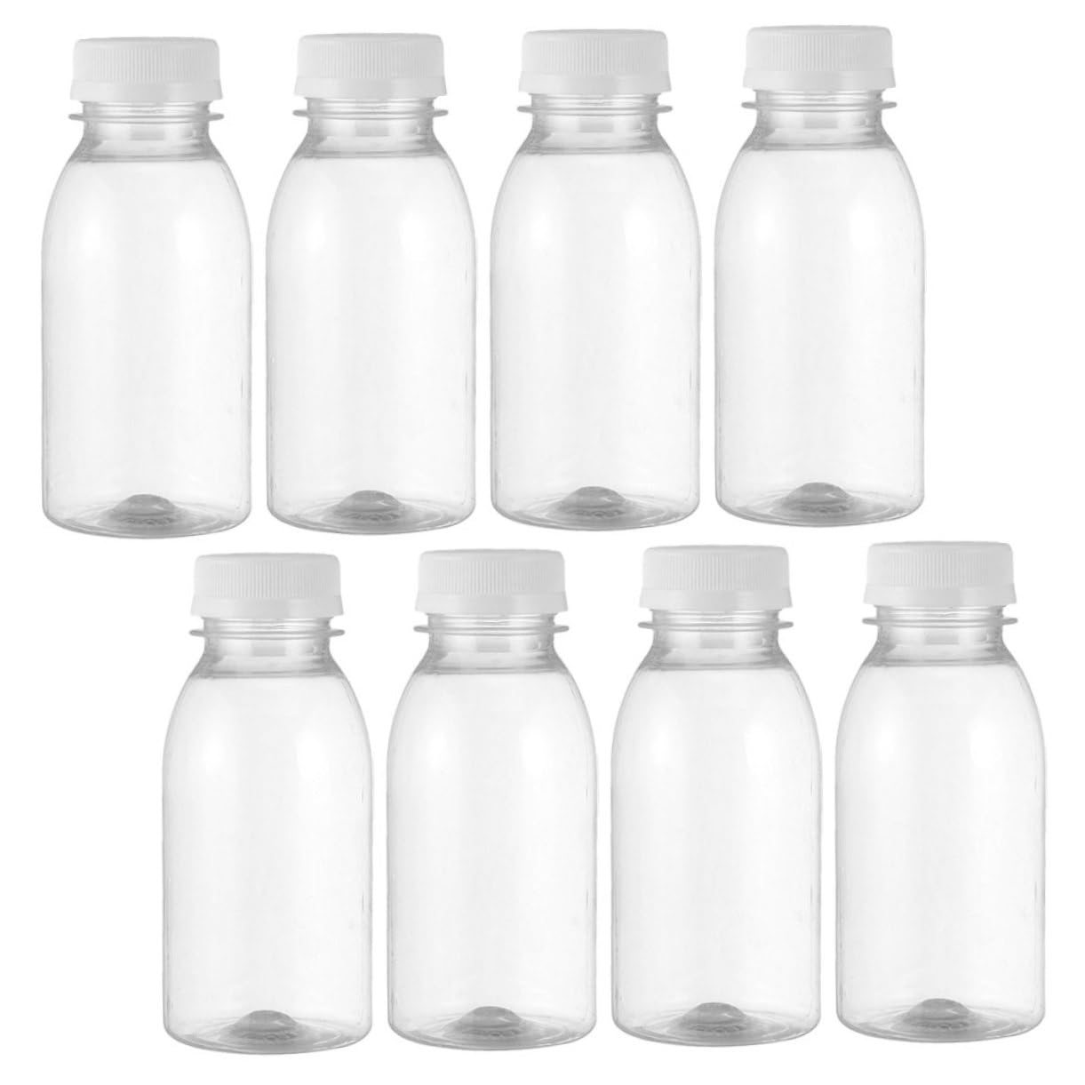 8pcs Milk Bottle Empty Water Bottles Juice Jars Bulk Water Bottles Reusable Portable Clear Bottles Smoothie Bottles Reusable Juice Containers with Lids for Fridge Beverage Bottles