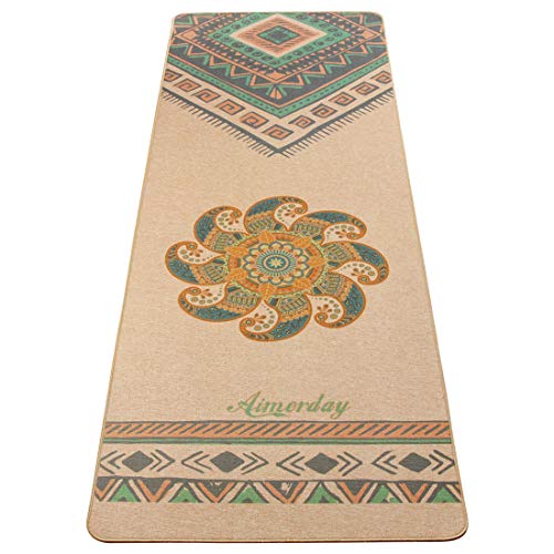 AIMERDAY Jute Yoga Mat 5mm Thick Non Slip Eco-Friendly 72 inch Extra Long