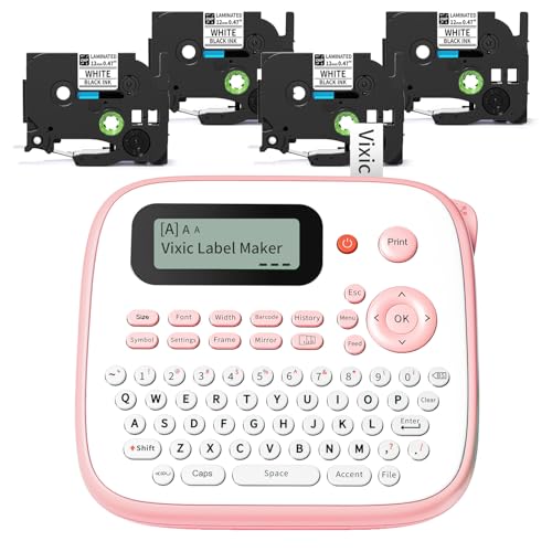 Vixic Pink Label Maker, D210S Label Maker Machine with Tapes Waterproof
