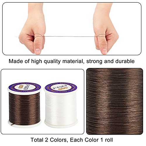 Ph Pandahall 0.1Mm Nylon Seed Bead Thread 100 Yards Brown White Bracelet Cord Beading Thread Invisible Sewing Thread Nylon Braided Thread String For Leather Stitching Beading Jewelry Bracelets Making #TOP3