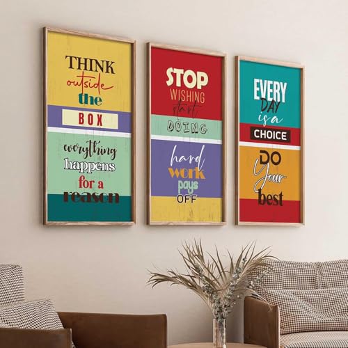 Image of kotart - Quotes Wall Decor Paintings | Quotes Wall Decor Poster With Frames | Wall Hanging Paintings For Office Living Room Bedroom | Motivational Quotes Poster With Frame Set of 3 (13x25 inch, F)
